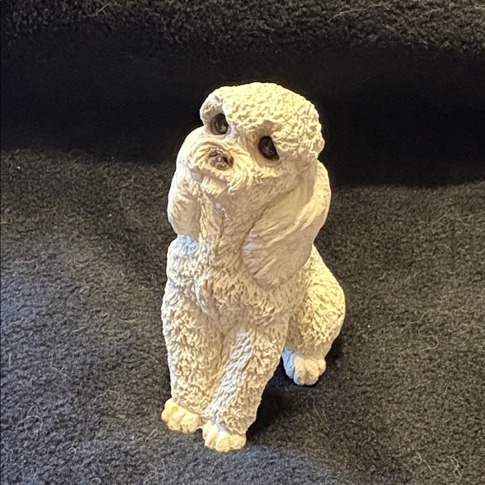 Vintage Stone Critters White Ceramic Poodle Dog Figurine